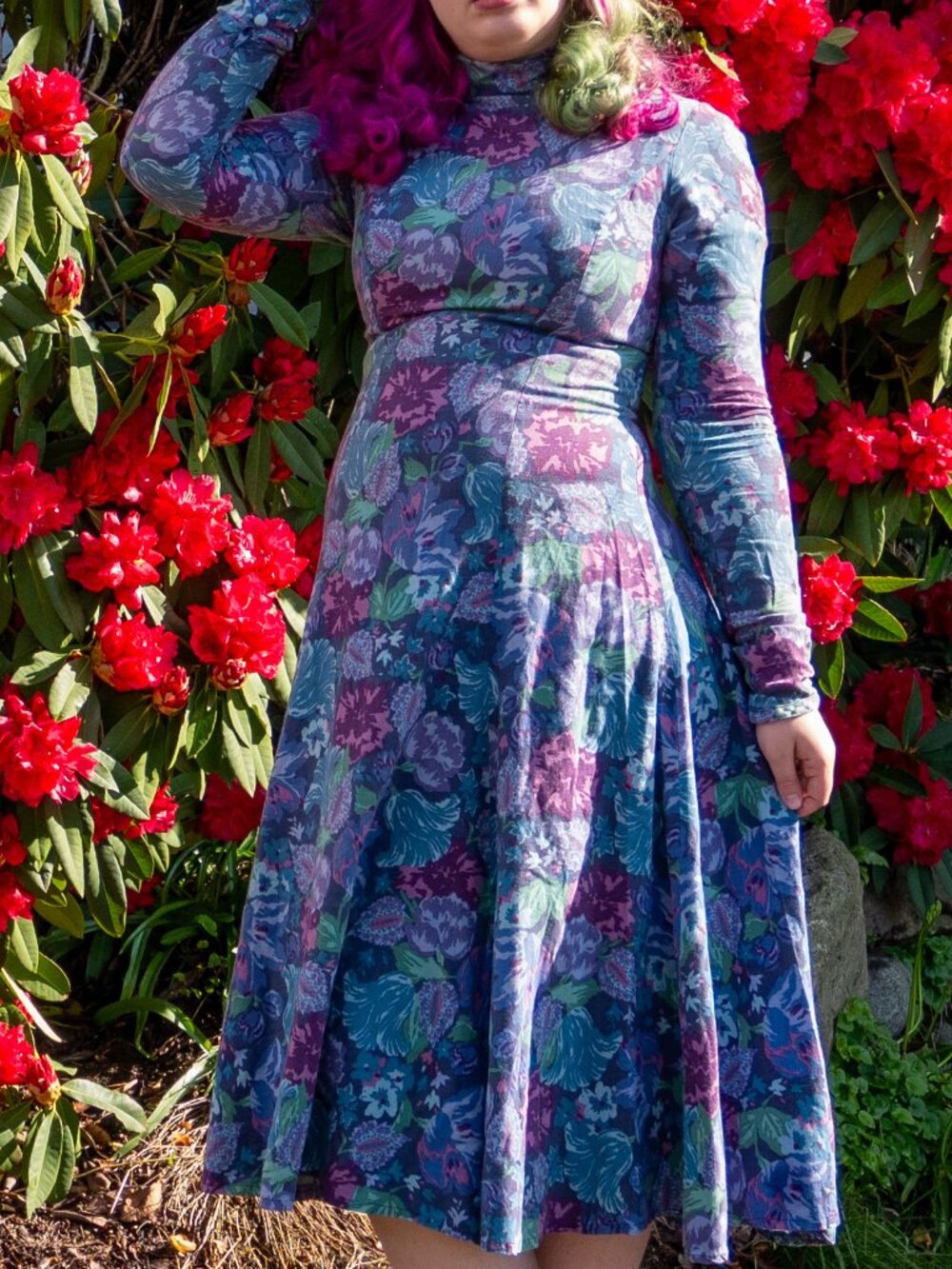 Vintage Laura Ashely Long Sleeve Turtleneck floral purple dress